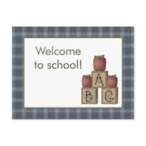 Apples and ABC Blocks Welcome to School Postcard