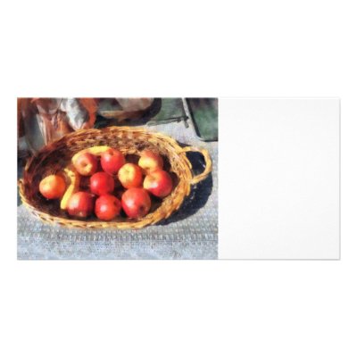 Apples and Bananas in Basket Personalized Photo Card by SusanSavad