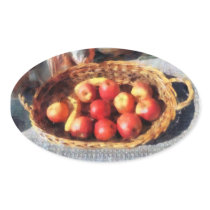 Apples and Bananas in Basket Oval Stickers
