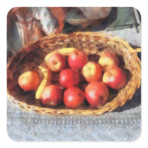 Apples and Bananas in Basket Square Stickers