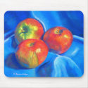 Apples on blue cloth still life mousepad by Marionsart Apples on blue cloth still life mousepad