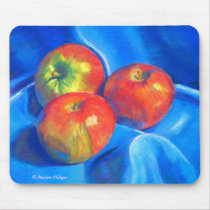 Apples on blue cloth still life mousepad by Marionsart Apples on blue cloth still life mousepad