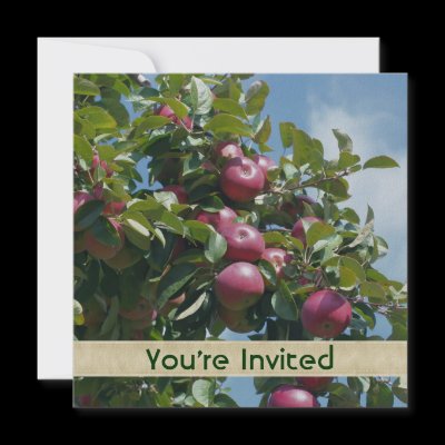 Apples On Tree Nature Party Shower Invitation by SmilinEyesTreasures