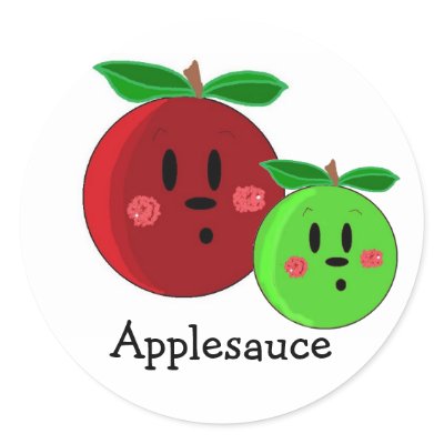 Applesauce Smiley Apple Design Round Stickers by seashell2