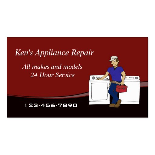 Appliance Repairman business card (front side)
