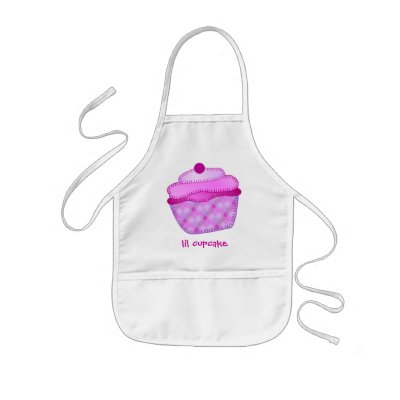 Applique Cupcake Kids Apron - Mauve and Pink by cakesnbakes
