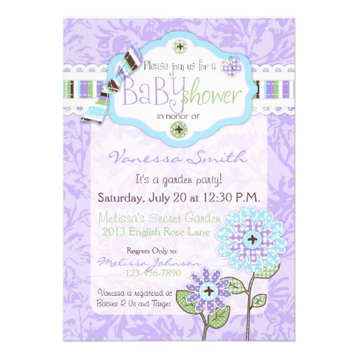 Applique-look Flower Baby Shower Invite A7-IRIS