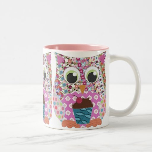 Appliqué Patch Pink Owl Mug