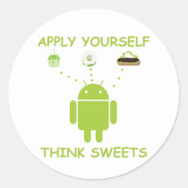 Apply Yourself Think Sweets (Bug Droid Humor) Stickers