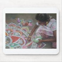 Applying the kolam powder mousepads