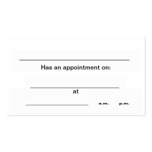 "Appointment" business cards (front side)