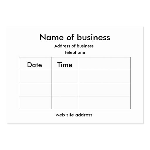 business card appointment template appointment card large business cards pack of 100 zazzle business card appointment template appointment card large business cards pack of 100 zazzle