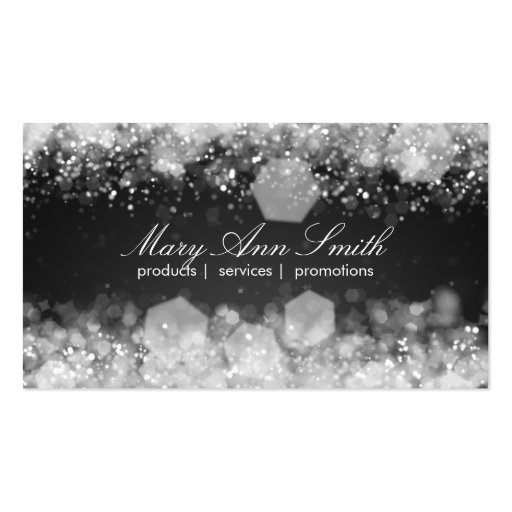 Appointment Card Sparkling Night Black Business Card Template (back side)