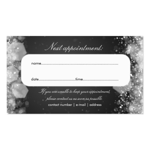 Appointment Card Sparkling Night Black Business Card Template (front side)