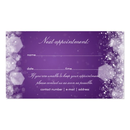 Appointment Card Sparkling Night Purple Business Card Templates (front side)