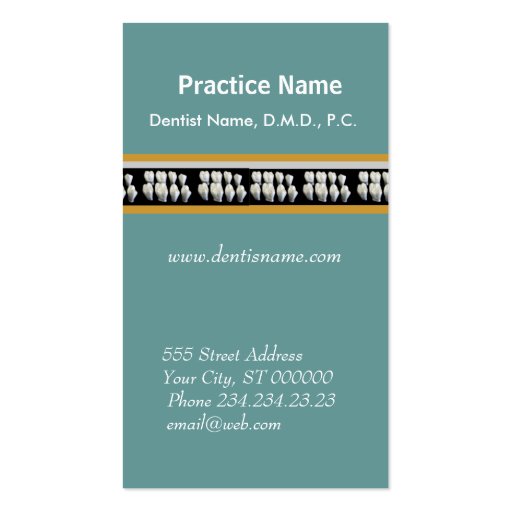 Appointment Dental Care White Teeth Business Card Template (front side)