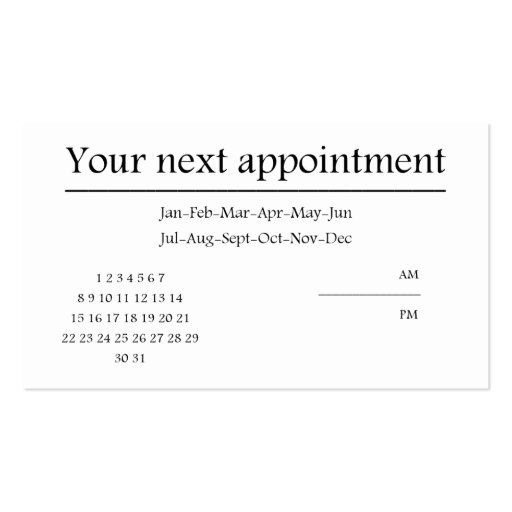 Appointment Keeper Business Card Template (back side)