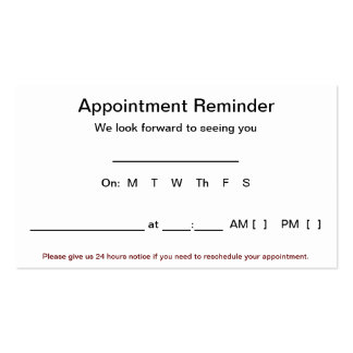 Appointment Reminder Cards (100 pack-White) Business Card Templates