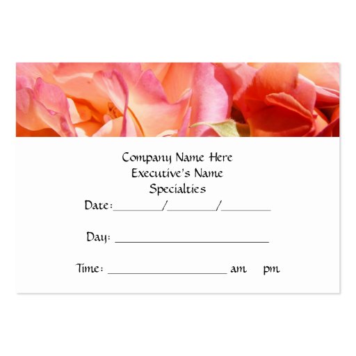 Appointment Reminder Cards Pink Rose Flowers Business Card (back side)