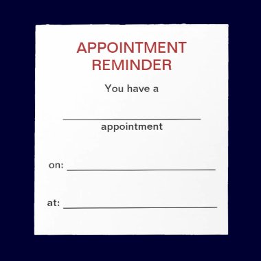 Appointment Reminder Notepad notepads