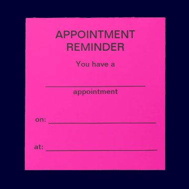 Appointment Reminder Notepad - Bright Pink notepads