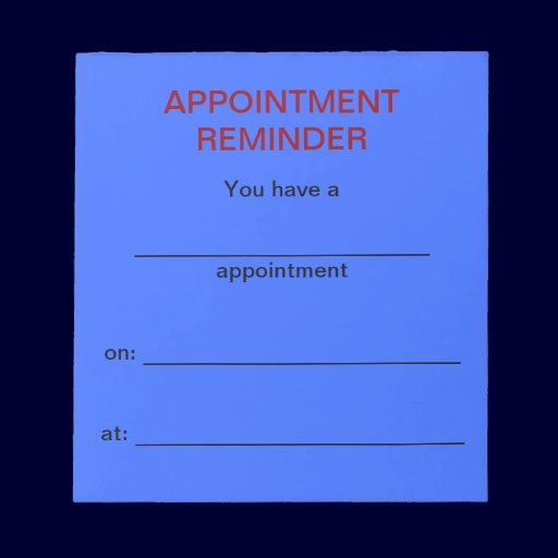 Appointment Reminder Notepad - Light Blue