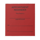 Appointment Reminder Notepad - Red w/Black Text