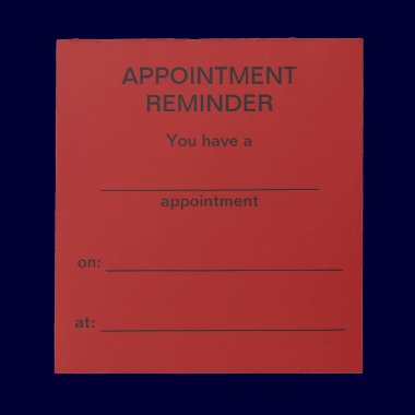 Appointment Reminder Notepad - Red w/Black Text notepads