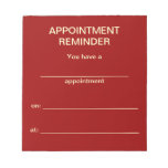 Appointment Reminder Notepad - Red w/White Text