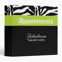 Appointment School Binder Zebra Lime Black White