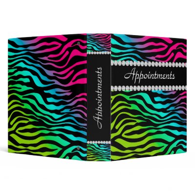 Appointment School Binder Zebra Pink Blue Lime by BestCards