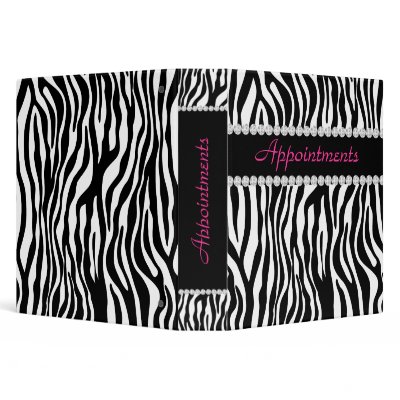 Appointment School Binder Zebra Pink BW by BestCards