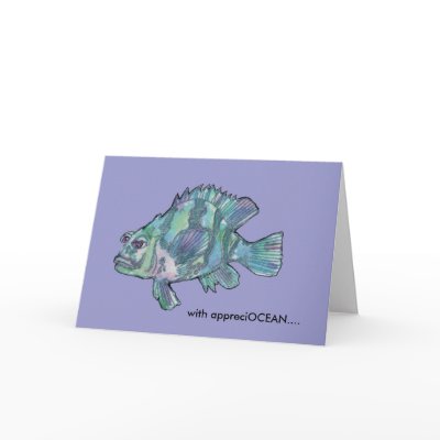 AppreciOCEAN cartoon fish grouper thank you card by lillyarts