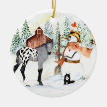 Appy colt and Snowman Christmas Ornament