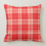 Apricot and peach Plaid  Throw Pillow