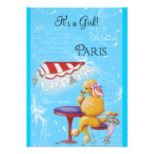 Apricot Poodle & Paris Cafe Baby Shower Invite