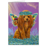 Apricot Red Poodle Puppy Fairy Card