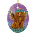 Apricot Red Poodle Puppy Fairy Christmas Tree Ornaments