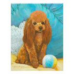 Apricot Red Poodle with Ball Personalized Announcement