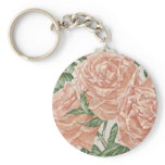 Apricot Roses Flower Garden Painting Keychain