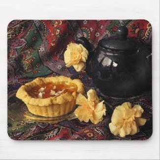Apricot Tart with Pitcher and Carnations
