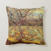 Apricot Trees in Blossom by Van Gogh Throw Pillow