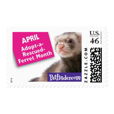 APRIL - Adopt-a-Rescued-Ferret Month Postage Stamps by petfinder