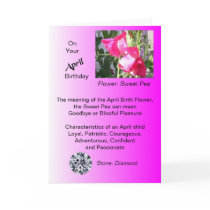 April Birthday Card - Sweet Pea and Diamond