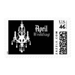 April Black & White Chandelier Wedding Postage
