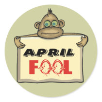 April Fool T-shirts and Gifts Round Stickers