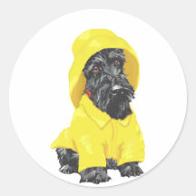 April Showers Scottish Terrier Round Stickers