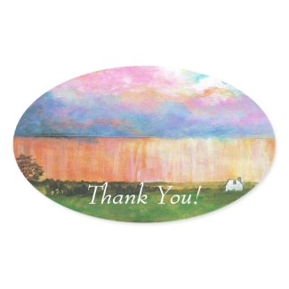 April Showers THANK YOU Oval Stickers sticker
