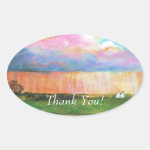 April Showers THANK YOU Oval Stickers