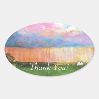 April Showers THANK YOU Oval Stickers